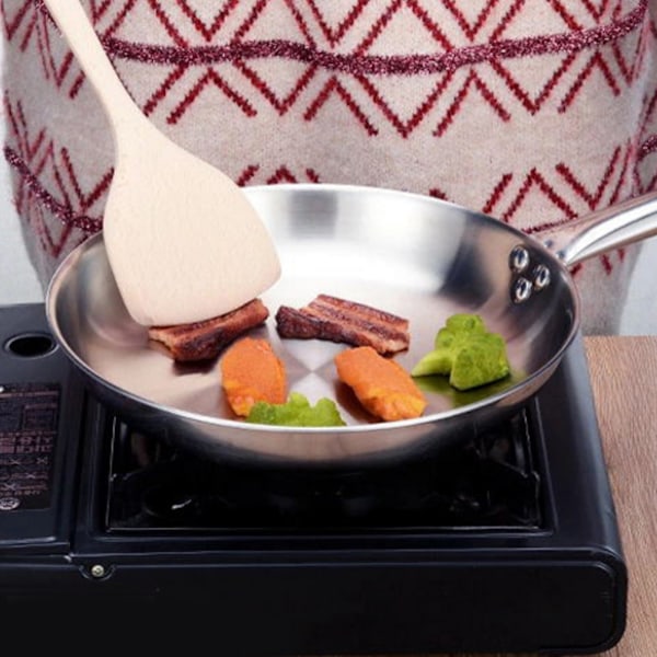 Extra tjock rostfritt stål non-stick beläggningspanna med hjälparhandtag stekpanna och stekpanna