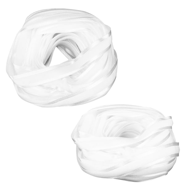 Tygbandsbredd 1,5 cm Längd 9 meter Flexibelt presentinslagningsband för bröllopsfest Handgjort (Vit Färg Nummer 4)