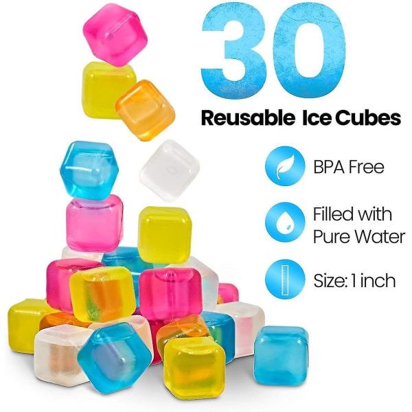 Återanvändbara isbitar för drycker - Fryser drycker utan att späda ut dem - Tillverkade av Bpa-fri plast - Återfrysbar, tvättbar, snabb och enkel att använda - Pack