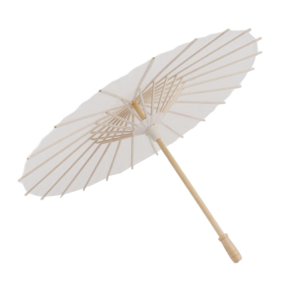 Børnepapirparasoller i bambus og papir kinesisk stil Elegant hvide DIY papirparasoller til dekoration 40cm/15,7in