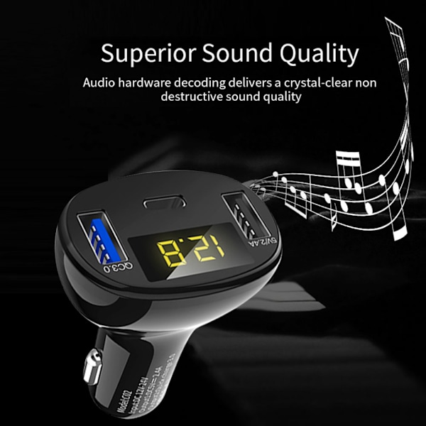 5V/2,4A QC3.0 Dobbel USB Hurtig Ladestasjon Billader Sigaretttenner Adapter Universal