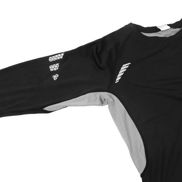 Træningsskjorte Langærmet M Fitness T-shirt Sort Grå Behagelig at bære Åndbar Sports T-shirt i Kunst Silke til Løb