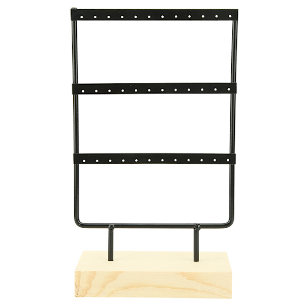 36 hål metall smycken förvaringsställ Display stativ örhängen Halsband Organizer med trä bassvart