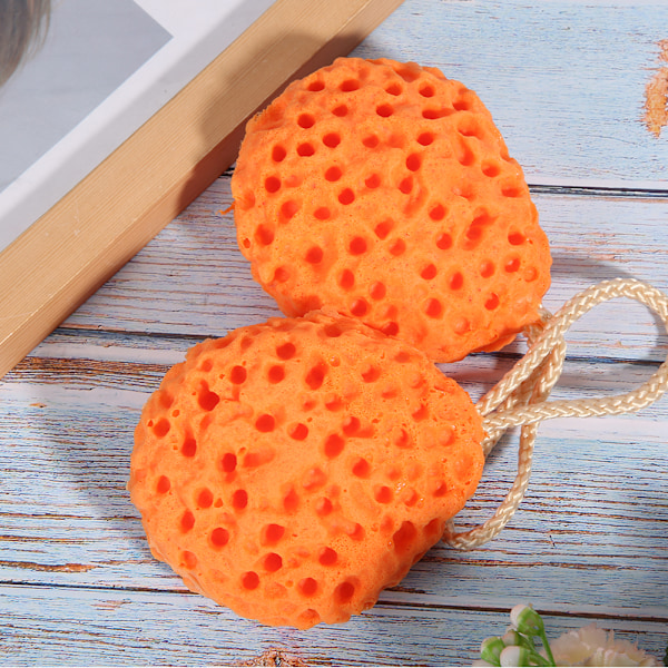 2 st Spädbarnsbadsvamp Gnid Kroppsmjuk Badskrubb Barndusch Skummande Bath BallOrange