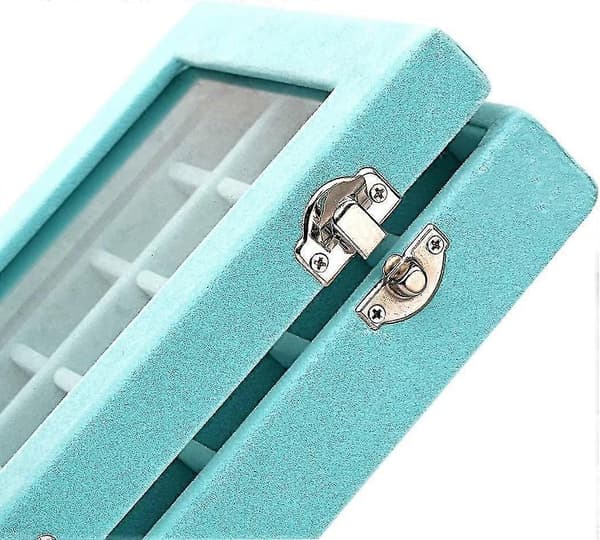 Fløjl Glas Smykkering Display Organizer Boks Bakkeholder Øreringe Opbevaringsetui Lampe