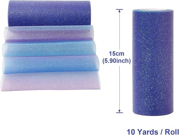Regnbuefarget paljett tyllrull, 2 stk nonwoven tyllrullflik[LD]