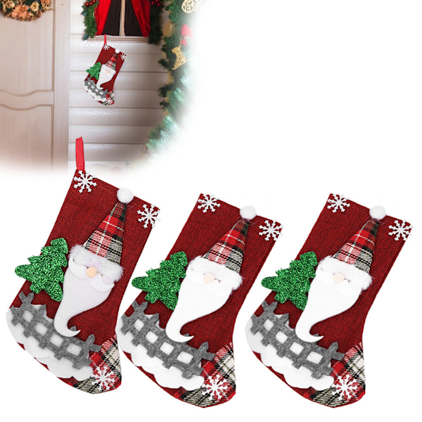 3 st/set Julstrumpor Sock Presentpåse Hänghänge Julgransdekoration Jultomten