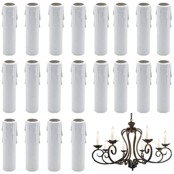 20 st Vintage Candle Drips Plastskydd 30 * 100 mm Rör Ljuskrona Socket Covers för byte av termoplastiska lamphållare