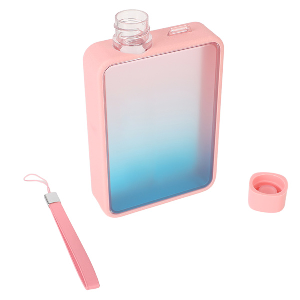 300ml platt vattenflaska A5 Slim vattenflaska för utomhussporter Camping Gym Fitness Gradient Pink