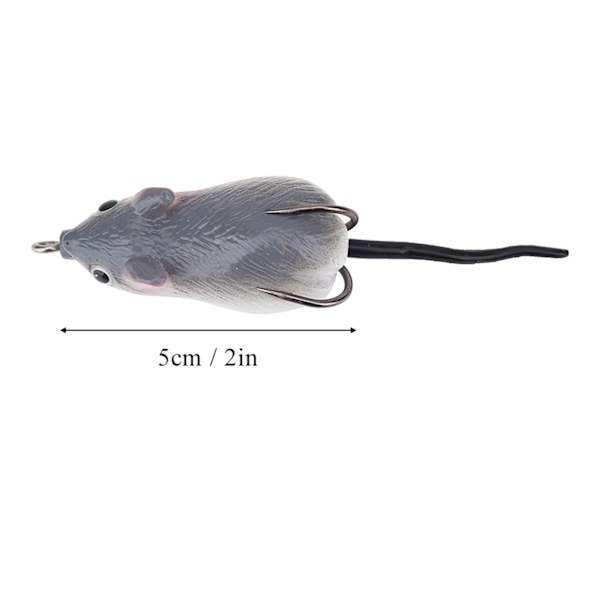 Artificial Bait Mouse Shape Soft Fishing Lures Double Hooks Tackle Accessories (Grey)