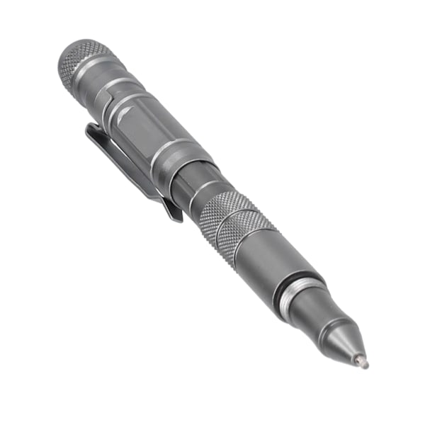 MultiTool Pocket Pen Självförsvarsverktyg med LED-ficklampa Mini Cutter för utomhusbruk (Silvergrå)