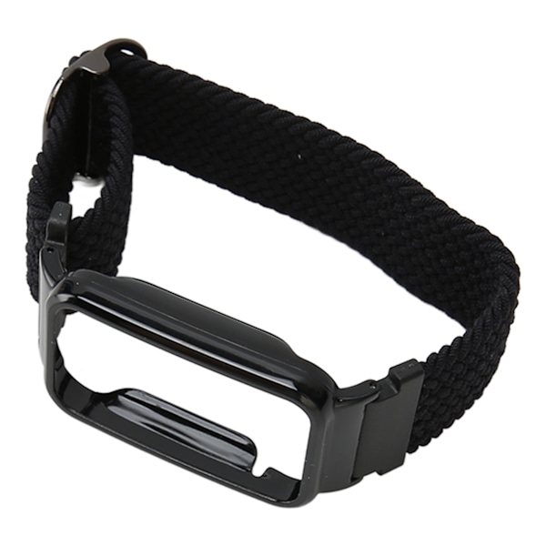 Flätad Loop Strap för Mi Band 7 Pro Justerbar Elastisk Nylon Loop Armband med Skyddsram Svart Bandfodral