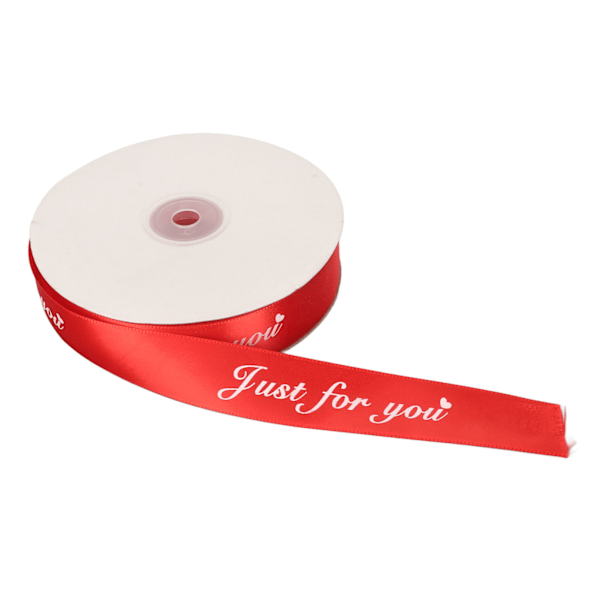 2,5 cm Bred Satinbandrulle 100 Yard Tryck \"Just for You\" Tygbandsrulle för Bröllop Födelsedag Presentinslagning Dekor