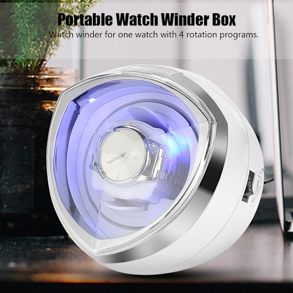 Bärbar Watch Winder Box Display Cases Automatisk roterande blå LED-belysning