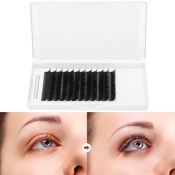 0,20 mm bärbar makeup lösögonfransar Ögonfransförlängning ympning lösögonfransar (J Curve) 9 mm