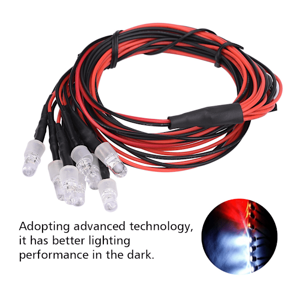 8 stk 5mm Strålkastere RC Tilbehør LED-lys for Modell Driftbil 7#