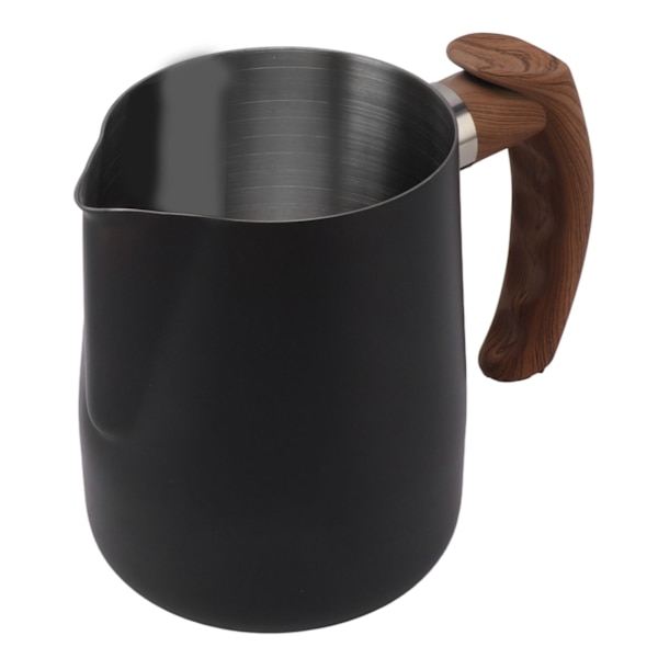 Melkeskummingkrus Indre skala 304 Rustfritt stål Dryppfri tut Kaffe-dampkanne med håndtak Matt svart 600 ml