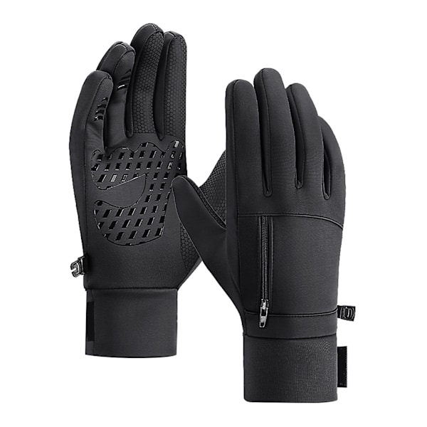 Varme hansker Polyester Vindtett Split Finger Touch Screen Vinterhansker for løping og vandring Svart
