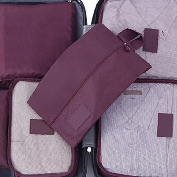 7 sæt pakkekuber vandtæt smudsafvisende Oxford klud bagage pakning arrangører til rejse vinrød