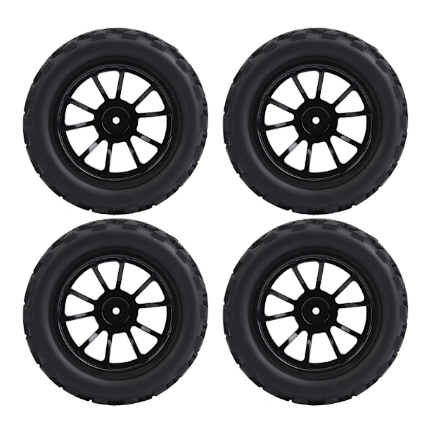 4 kpl. mallin autojen renkaita kumilla ja navalla 1/10 mittakaavan RC-kuorma-autoille (10 reikää)