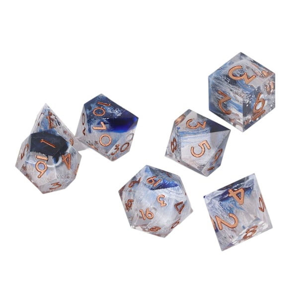 7 stk Harpiks Terninger Sæt Transparent Polyhedron Klar Nummer Velbalanceret Bærbar Terningssæt til Brætspil