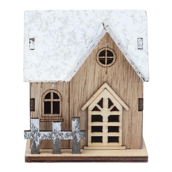 Dukkehust Jul LED-lys Træhus DIY Lysende Miniature Dukkehust Julepynt Tilbehør