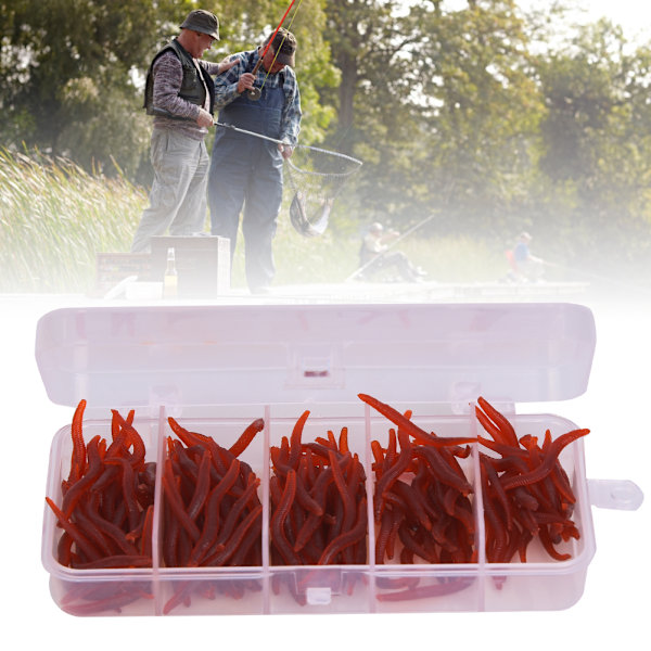 T0043 150 st Silikon 4cm Flerfärgade Mask Mjuka Fiskebeten Livsliknande Grubbeten Fisketackel Tillbehör Röd