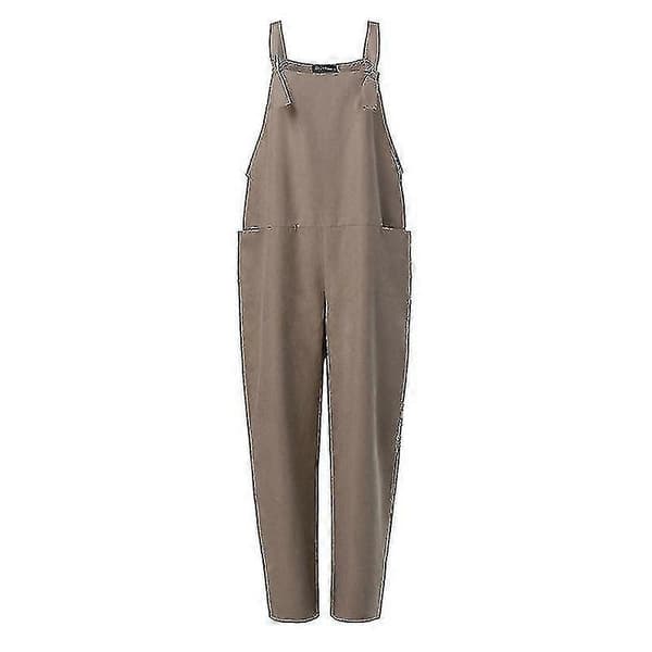 Kvinner Lin Overall Casual Selebukser 2XL Khaki