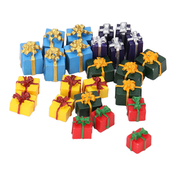 25 st Dockhus julklappslådor Harts 5 färger Pedagogiska mini juldekorationer för 1:12 dockskåp