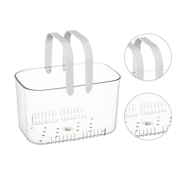 Clear Hand Basket Comfortable Handle Ventilation Holes Easy Access Versatile Fruit Storage Basket for Camping White