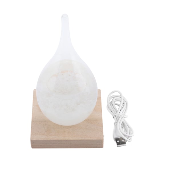 Stormglass Dråpeformet Stormflaske Skrivebords Værobservasjonsprediktor med LED-trebase (M)