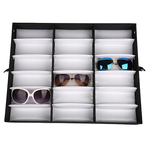 18 Grids Glasögon Display Case Solglasögon Förvaringslåda Organizer Glasögon Smycken Display Box