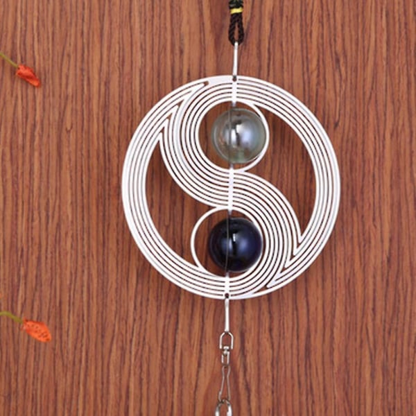 Taichi Wind Chimes med krog, rustfrit stål spejl krystalkugle