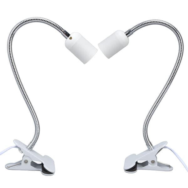 White Table Lamp Holder E27/E26 Single White Head 360 Degree Adjustable Durable Material Clip Lamp Holder 100‑240V US Plug