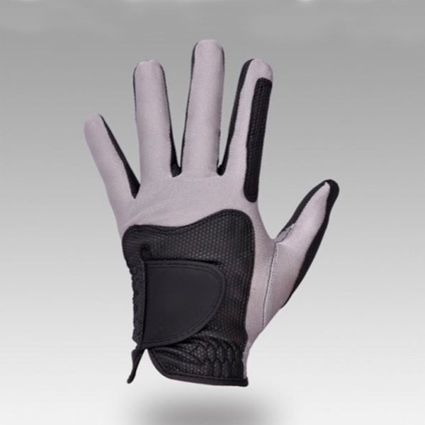 Golf venstrehåndshanske polyester høy elastisitet pustende vaskbar enkelt golfhanske for menn kvinner svart grå L
