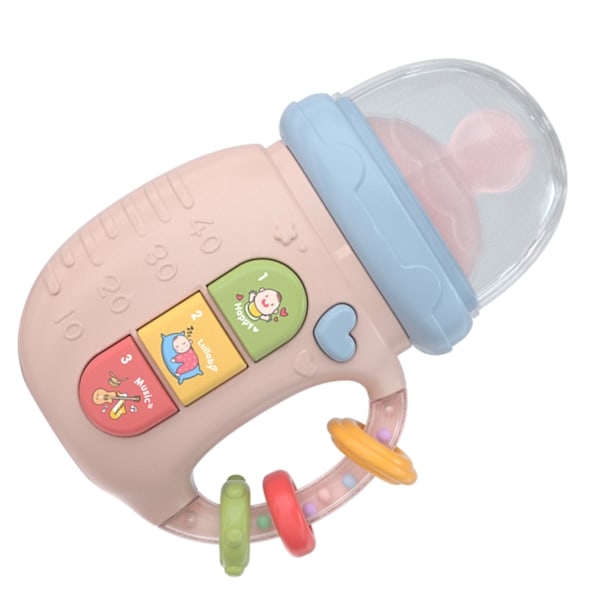 Babyflaskeform Bittring Leke Roende Lyd og Vuggesang Maskin for Tidlig Utdanning Rosa