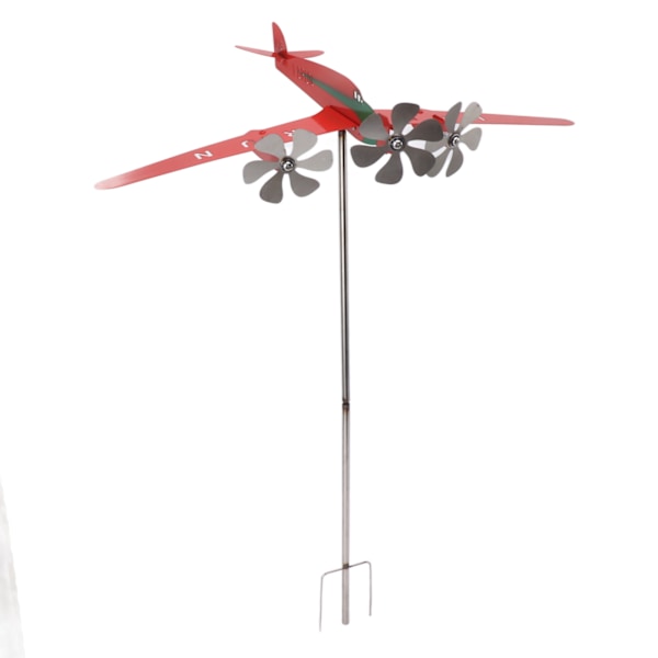 Metall flygplan väderflöjel 3D Röd Rostbeständig Slät Flygplan Väderkvarn Vindspinnare för Garage Dome Barn Patio Röd