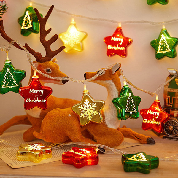 Juldekoration String Light Creative Plastic Batteridriven Star String Lights för butik Hem Displayfönster 1,5 m / 4,9 fot 10 lampor