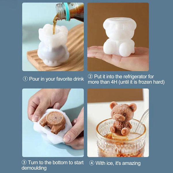 Björn Ice Cube Mold Hem Ice Silikon Ice Galler Söt Kaffe Ice Skulptur Form