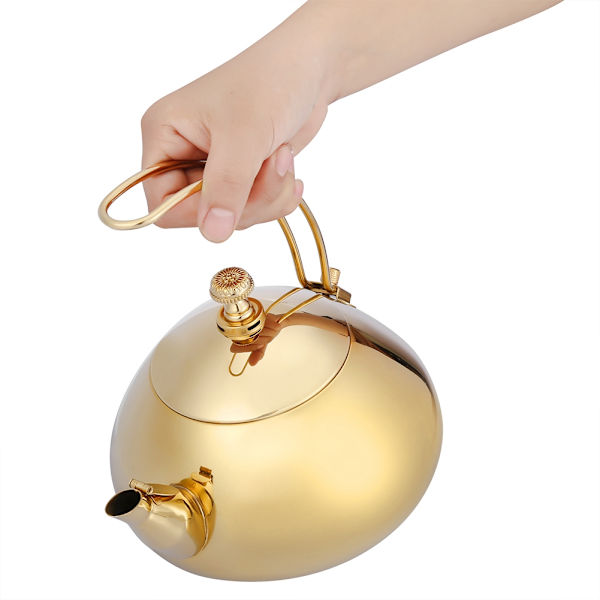 Klassisk 1,5 liters tekande i rustfrit stål induktionsplade tekande Hurtig vandopvarmning kogende vandkande (guld)