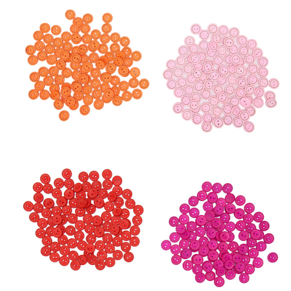 400 stk Runde Treknapper 1,5 cm 2 Hull Assorterte Farger Lett Glatt Håndverksknapper for DIY-dekorasjon