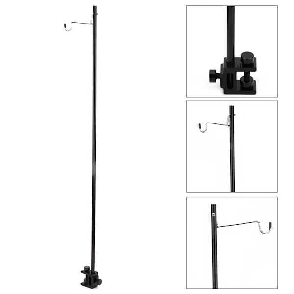 Svart Bärbar Aluminiumlegering Vikbar Ljusfäste Stativ Utomhus Camping Bordslampa Stång
