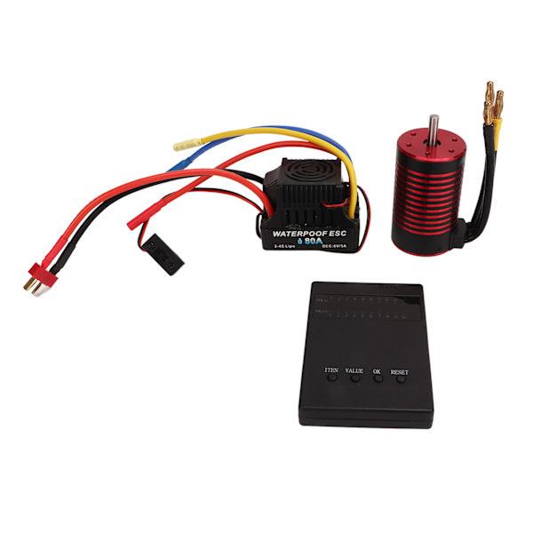 80A borstlös ESC elektrisk hastighetskontroll högt vridmoment 3660 motor lågspänning avstängningsskydd för 1/8 RC bil 4200KV