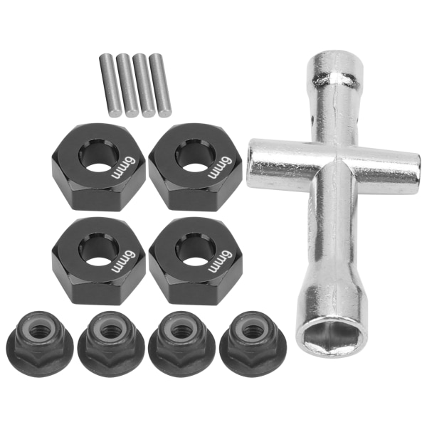 12 mm Hex-navadapter 6 mm tjock M4 flänslåsmuttrar Kryssnyckelsats för 1/10 RC CarBlack