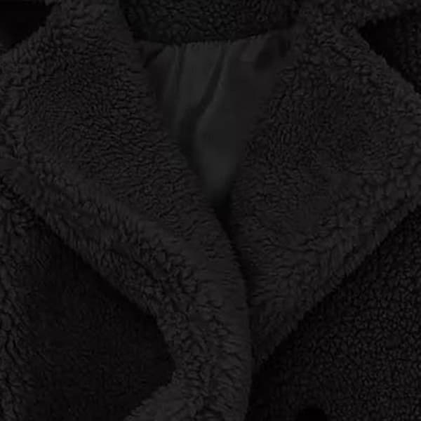 Varm Vinterkåpe i Lammeull, Ensfarget Revers for Barn Black