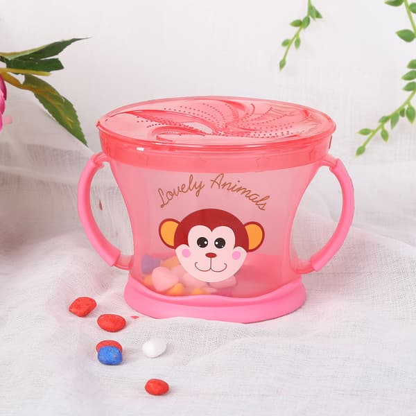 Double Handle Baby Snack Cup Portable Biscuits Candy Assisted Food Container BoxRed