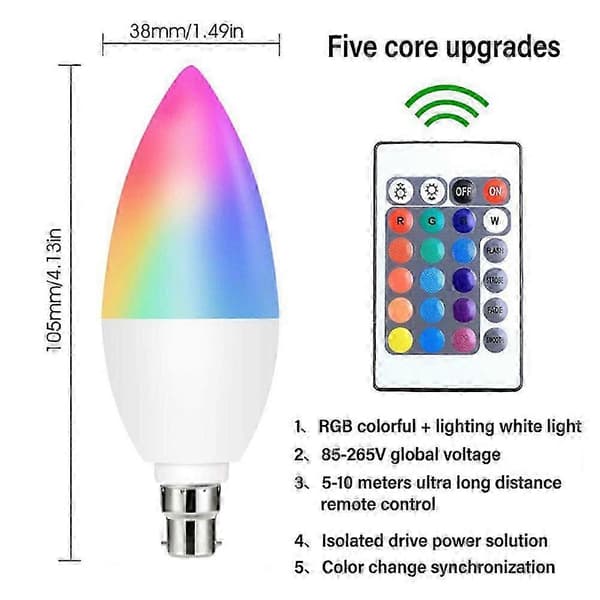 UUSI RGB LED-värinen älykäs valonlähde kaukosäätimellä E12/E14/E26/E27/B22 sisäkäyttöön E26