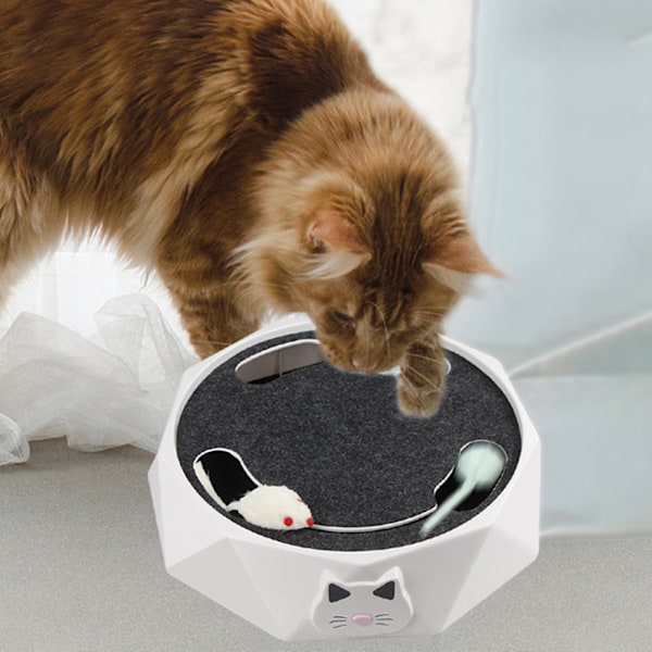 Interaktiv katt-skivespiller elektrisk 2-trinns justerbar automatisk puslespill-fangemus Lek katteleketøy for kjæledyrmateriale