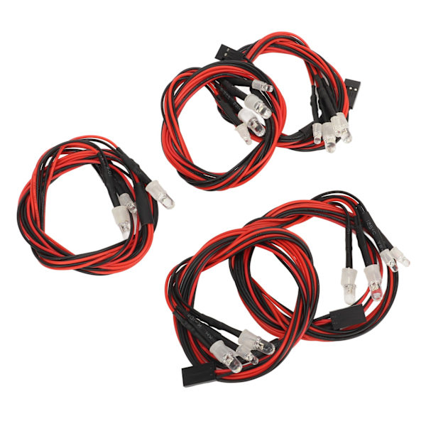 5 kpl RC-auton LED-valot Universaali Korkea kirkkaus 2 valkoista valoa 5 mm lamput 2 punaista valoa 3 mm lamput 4 LED RC-valosarja