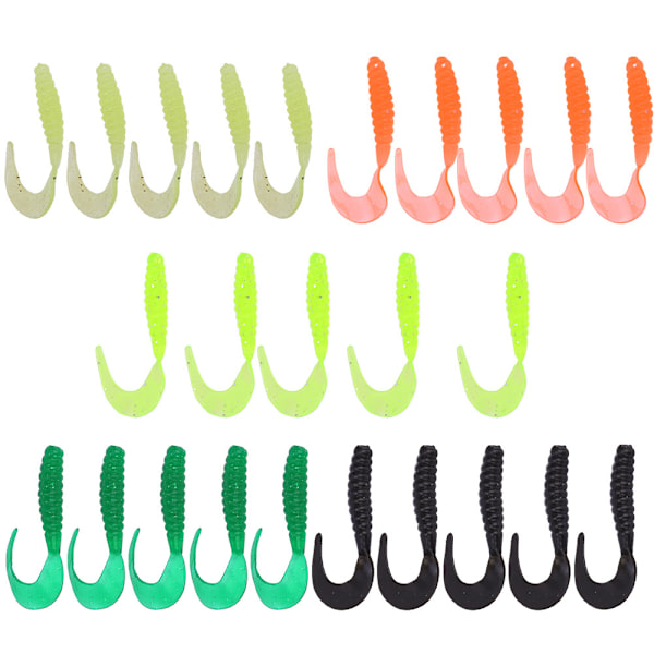 T0053 25ST Mjukt gummi Fiskedrag Grub Konstbete Simmask Set Verktygstillbehör
